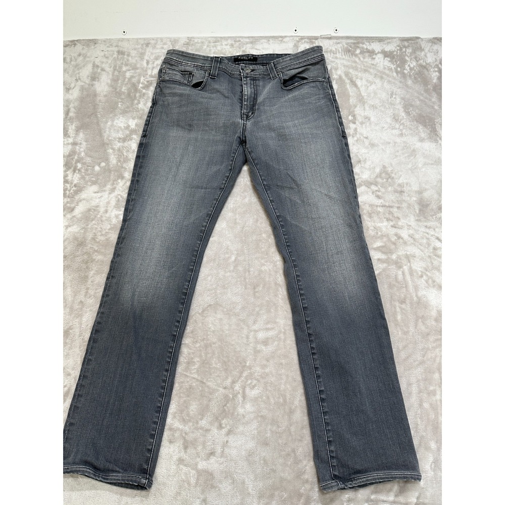 Fidelity Denim Jeans Men's Size 34 Gray Steelo Vintage Straight Leg Stretch EUC